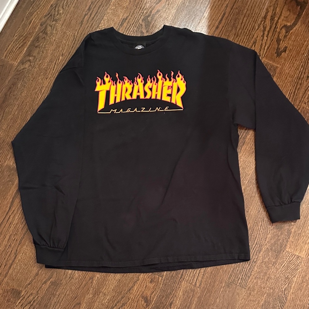 Thrasher Black Long Sleeve with Flame Logo